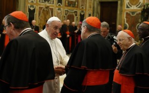 Pope Francis Greets Raymond Card Burke